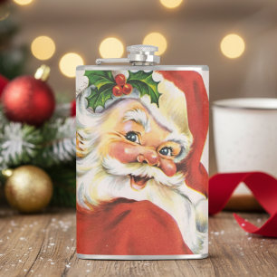 Retro Vintage Frohe Weihnachten Santa Claus Weihna Flachmann