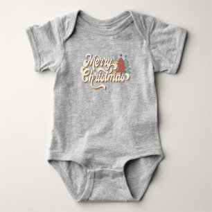 Retro Vintage Frohe Weihnachten Typografie Baby Strampler