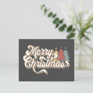 Retro-Vintage-Frohe-Weihnachten-Typografie-Postkar Postkarte