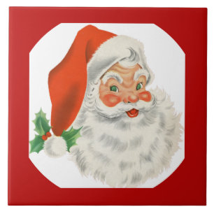 Retro Vintage fröhlicher Weihnachtsmann Weihnachte Fliese