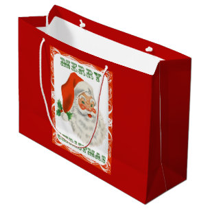 Retro Vintage fröhlicher Weihnachtsmann Weihnachte Große Geschenktüte