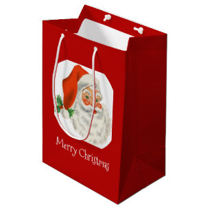 Retro-Vintage-fröhlicher Weihnachtsmann Weihnachte Mittlere Geschenktüte