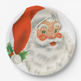 Retro-Vintage-fröhlicher Weihnachtsmann Weihnachte Pappteller