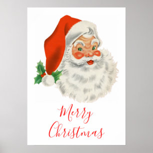 Retro Vintage fröhlicher Weihnachtsmann Weihnachte Poster