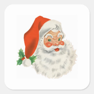 Retro Vintage fröhlicher Weihnachtsmann Weihnachte Quadratischer Aufkleber