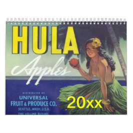 Retro-Vintage-Frucht-Gemüse-Kisten-Etiketten-Anzei Kalender