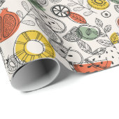 Retro Vintage Fruchtmuster Geschenkpapier (Rolleneckpunkt)
