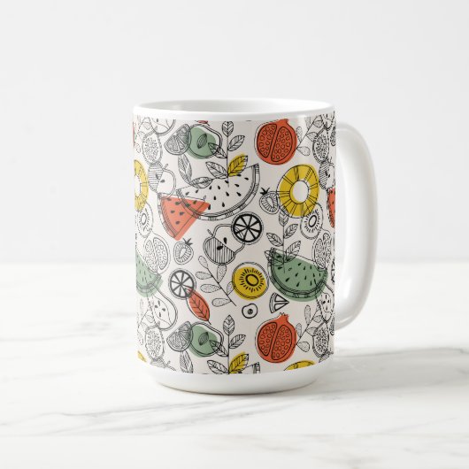Retro Vintage Fruchtmuster Kaffeetasse (VorderseiteRechts)