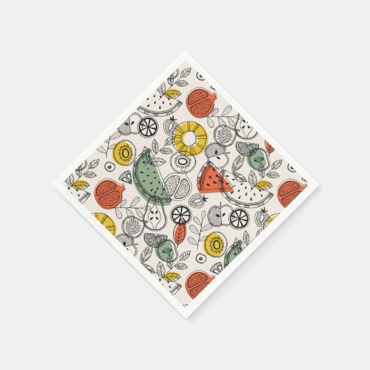 Retro Vintage Fruchtmuster Serviette (Ecke)