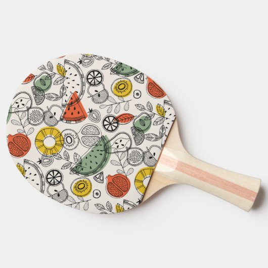 Retro Vintage Fruchtmuster Tischtennis Schläger (Seitenansicht)