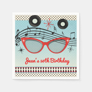 Retro Vintage Geburtstagspartei der 50er Jahre Serviette