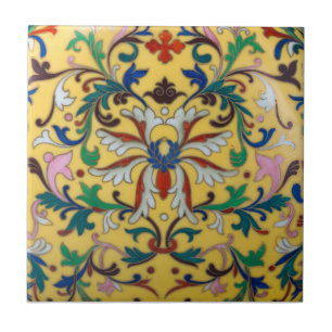Retro Vintage Gelbe Blumige Minton Fliese Botanisc
