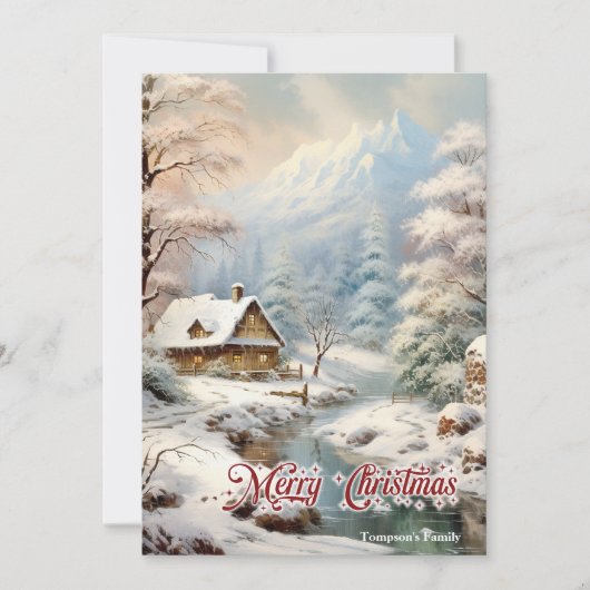 Retro Vintage, gemütliche Wintermärchen Feiertagskarte (Vorderseite)