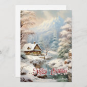 Retro Vintage, gemütliche Wintermärchen Feiertagskarte (Vorne/Hinten)