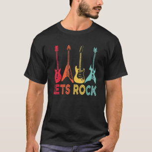 Retro Vintage Gitarrespieler Lasst uns Rock Männer T-Shirt