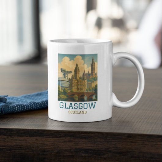 Retro Vintage Glasgow Scotland Cityscape Travel Kaffeetasse
