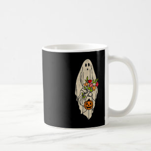 Retro Vintage Gnoovy Halloween-Blumen-Geist-Kürbis Kaffeetasse