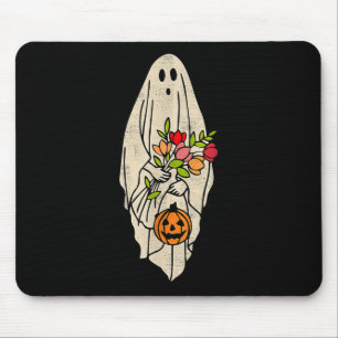 Retro Vintage Gnoovy Halloween-Blumen-Geist-Kürbis Mousepad