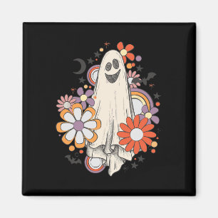 Retro Vintage Gnoovy Halloween-Farben Blumen Geist Magnet