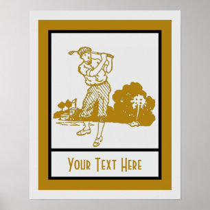 Retro-Vintage-Golfspiel Art Deco Vorlage Poster