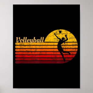 Retro-Vintage-Grafik für Volleyballspieler Poster
