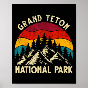Retro-Vintage-Grafik Grand Teton Nationalpark Poster