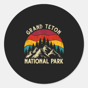 Retro-Vintage-Grafik Grand Teton Nationalpark Runder Aufkleber