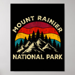 Retro-Vintage-Grafik Mount Rainier Nationalpark  Poster