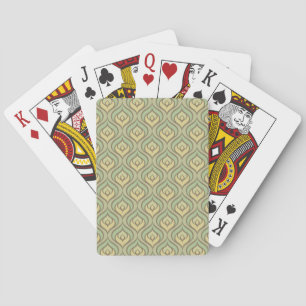 Retro vintage green and yellow pattern spielkarten