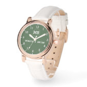 Retro Vintage green minimal Monogram simple Armbanduhr (Winkel)