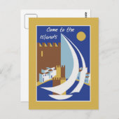 Retro Vintage griechische Inseln Reisewerbung Postkarte (Vorne/Hinten)