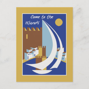 Retro Vintage griechische Inseln Reisewerbung Postkarte