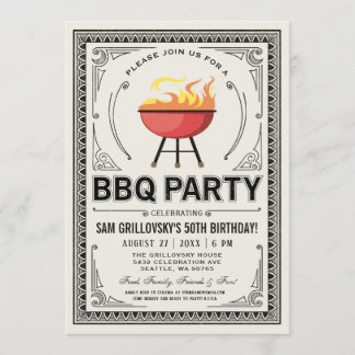 Retro Vintage GRILLEN Party Einladungen
