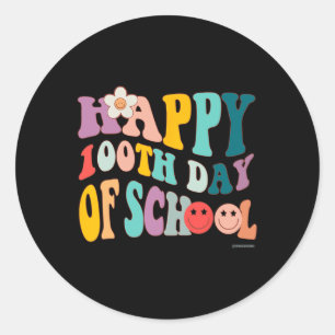 Retro Vintage Groovy 100 Tage Schule für Lehrer Runder Aufkleber