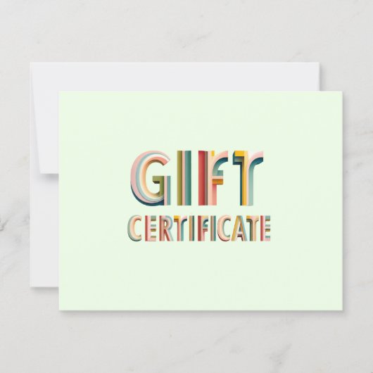 Retro Vintage Grün Geschenkgutschein (Vorderseite)