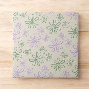 Retro Vintage Grün Lila Kleines Blumenmuster Fliese