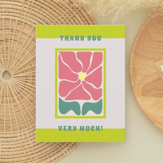 Retro Vintage grüne Blume Danke Karte