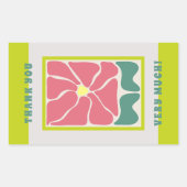 Retro Vintage grüne Blume Vielen Dank Rechteckiger Aufkleber (Vorderseite)