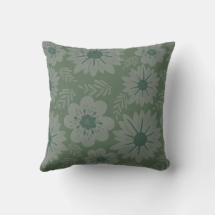 Retro Vintage Grünes Blumenmuster  Kissen