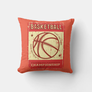 Retro Vintage Grunge Rosa Rot Basketball Kissen