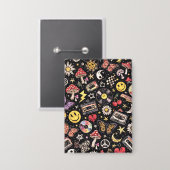 Retro Vintage Grunge Sunshine Bliss Button (Vorderseite/Rückseite)