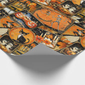 Retro Vintage Halloween Fun Collage Geschenkpapier (Ecke)