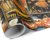 Retro Vintage Halloween Fun Collage Geschenkpapier (Rolleneckpunkt)