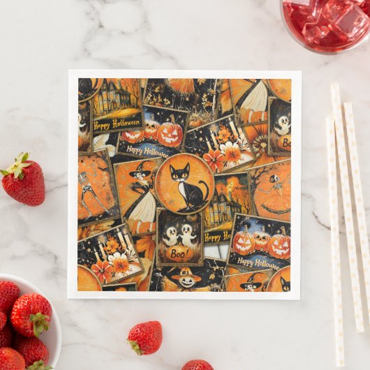 Retro Vintage Halloween Fun Collage Serviette (Beispiel)