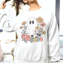 Retro Vintage Halloween Ghost Boo und Blume Sweatshirt