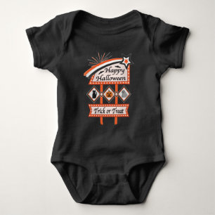 Retro-Vintage-Halloween-Schild – Süßes oder Saures Baby Strampler