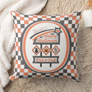 Retro-Vintage-Halloween-Schild – Süßes oder Saures Kissen