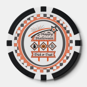 Retro-Vintage-Halloween-Schild – Süßes oder Saures Pokerchips