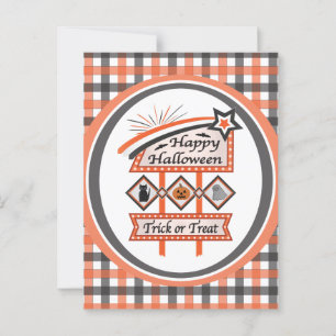 Retro-Vintage-Halloween-Schild – Süßes oder Saures Postkarte