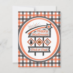 Retro-Vintage-Halloween-Schild –Trick or Treat Kar Postkarte